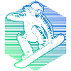 Snowboarders in neon gradient