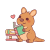 Cute Kangaroo Joey Loves Reading Books