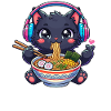 Kawaii Black Cat Ramen K-pop