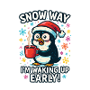 Penguin Awakened Early Coffee Christmas