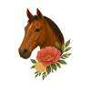 Pferdekopf mit Blumenkranz