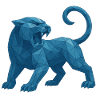 Blue Geometric Lion
