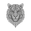 Geometrischer Tigerkopf Schwarzweiß