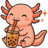 Axolotl with Bubble Tea kawaii Axolotl