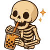 Skeleton with Bubble Tea kawaii Skeleton