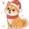 Shiba Noël kawaii avec chapeau rouge