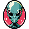 Neon Alien Head Portrait