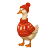 Gans im Strickpullover