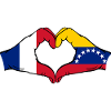 France Venezuela Flag Hands Heart Shape