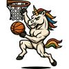 Regenbogen-Einhorn-Slam Dunk