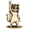 Rock Cat with Sunglasses Hand Sign