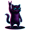 Synthwave Cat Cat with Rockhand Pose