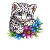Chaton léopard avec des fleurs