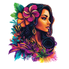 Tropical Blossom Woman Pop Art