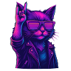 Synthwave Cat 2 Retro Rock 80s