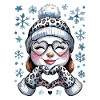 Winter snowman girl with leopard print