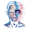 Digital human with glitch effect
