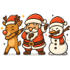 Santa Claus Reindeer Snowman Dabbing