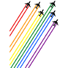 Black planes with rainbow trails