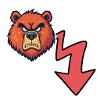 Angry bear head with red zigzag -