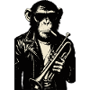 Leather-jacket Jazz Chimp with Trumpet