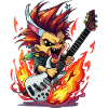 Flame Rocker Cartoon Guitarist