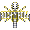 RockNroll Guitar and Drumsticks Emblem