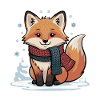 Winter fox with scarf illustration