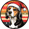 Beagle with Santa Claus hat