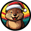 Winter otter in Santa hat