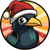 Christmas Raven in Santa Hat