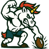 Einhorn-Fußball-Power-Maskottchen-Stärkedesign