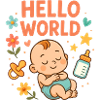 Hello World Baby Nursery Illustration