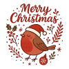 Robin with Santa Hat – Merry Christmas