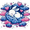 Moondream bunny on cloud heart