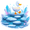 Ente auf Eispfad mit Kristallen