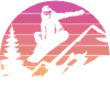 Snowboarder silhouette over mountain sunset