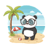 Süßer Panda mit Brille Strand-Sommerurlaub
