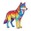 Bunte Wolf-Regenbogen-Pop-Art-Aquarell