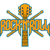 RockNRoll Guitar and Drumsticks Emblem