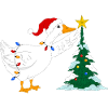 Gans und Weihnachtsbaum