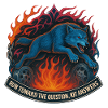 Blauer Wolf im Flammenkreis
