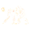 Sloth silhouette with floral lines