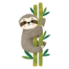 Cute Sloth on Bamboo – Kawaii Illustration