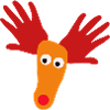 Reindeer head with orange snout
