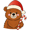 Cute Christmas Bear with Candy Cane