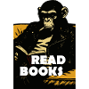 Chimp is reading books