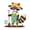 Gärtner-Waschbär Illustration Süß