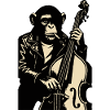 Lederbekleideter Monkey-Bassist