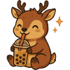 Cerf avec cerf kawaii bubble tea